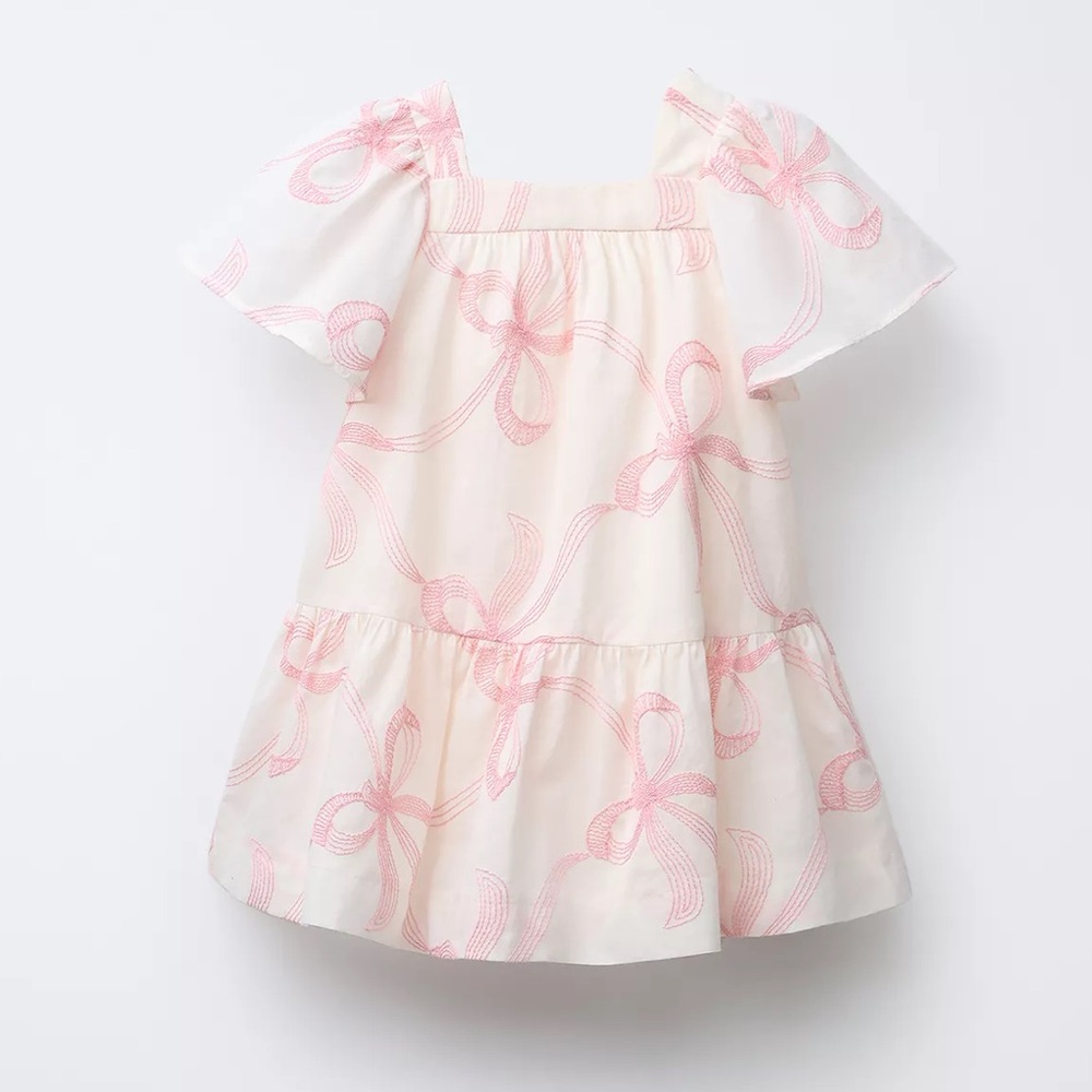 Zara embroidered bow dress girls
